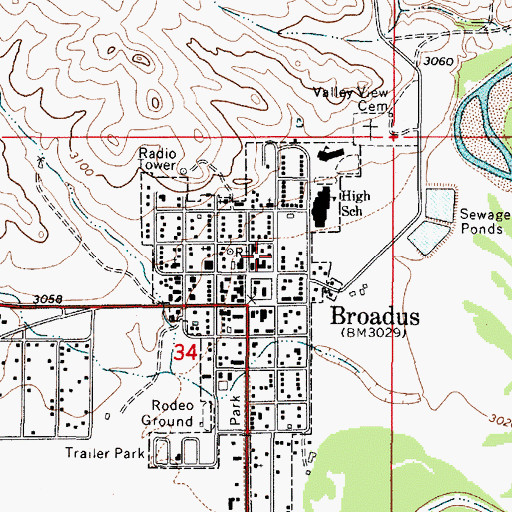 Topographic Map of 04S51E34ACA_01 Well, MT