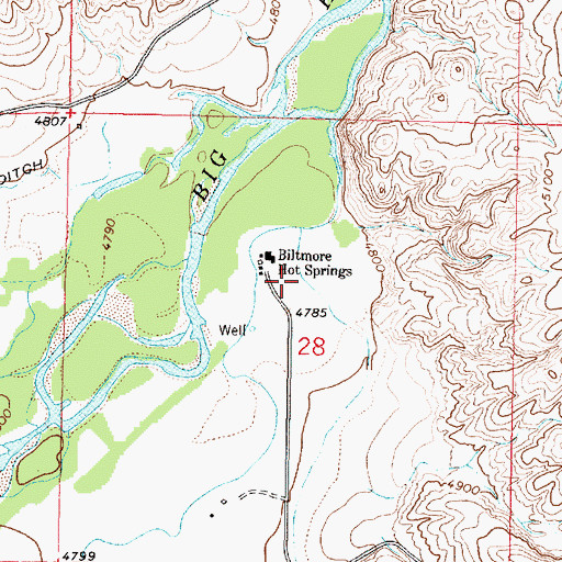Topographic Map of 04S07W28ACBC01 Spring, MT
