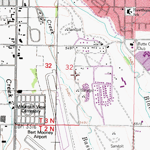 Topographic Map of 03N07W32DBB_01 Well, MT