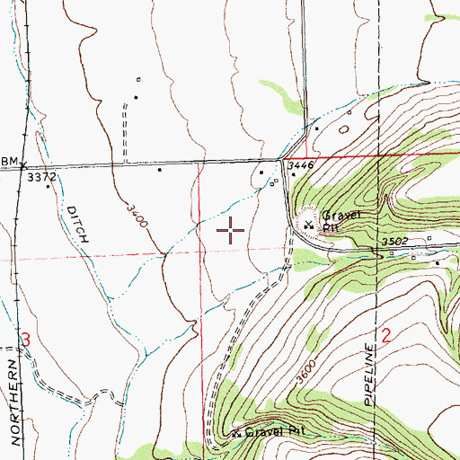 Topographic Map of 08N20W02BB__01 Well, MT