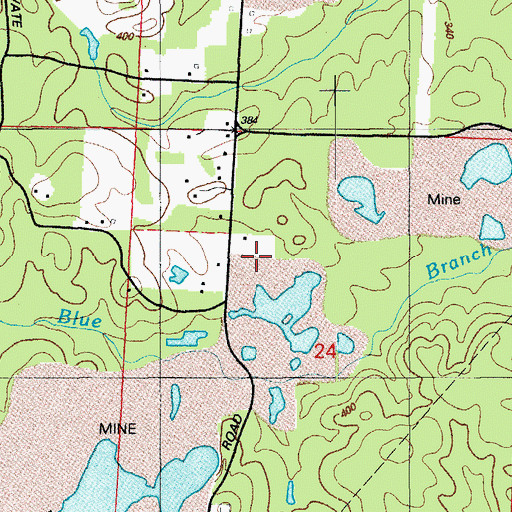 Topographic Map of Cleveland-Evans Mine, AR