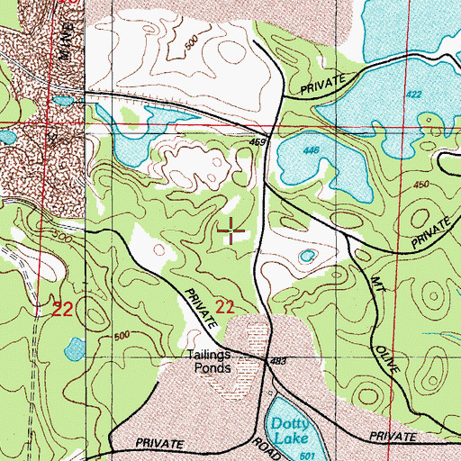 Topographic Map of Granite Branch Mine, AR