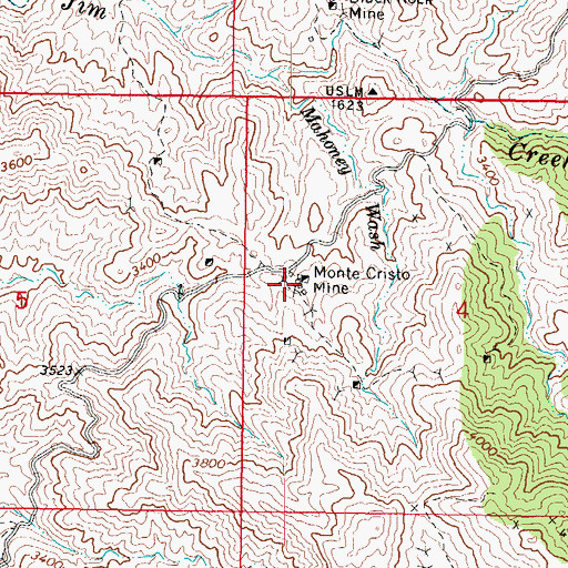 Topographic Map of Monte Cristo Mine, AZ