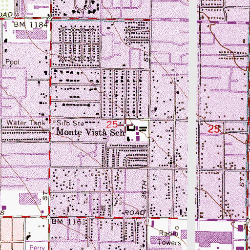 Topographic Map of Monte Vista Elementary School, AZ