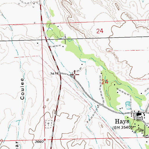 Topographic Map of 26N23E24BDC_01 Well, MT