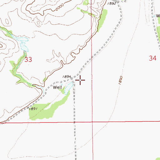 Topographic Map of 27N58E33DA__02 Well, MT