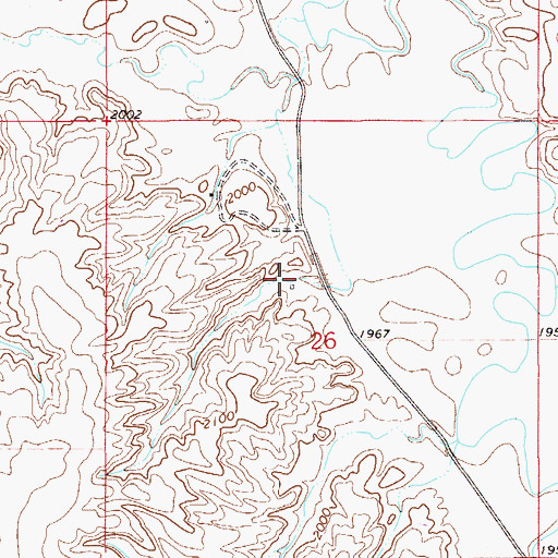 Topographic Map of 27N55E26BDAD01 Well, MT