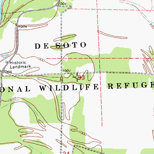 Topographic Map of Desoto National Wildlife Refuge, NE