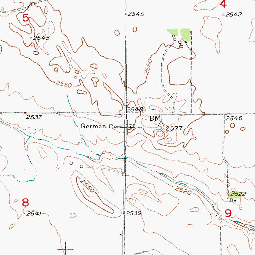 Topographic Map of German Cemetery, NE