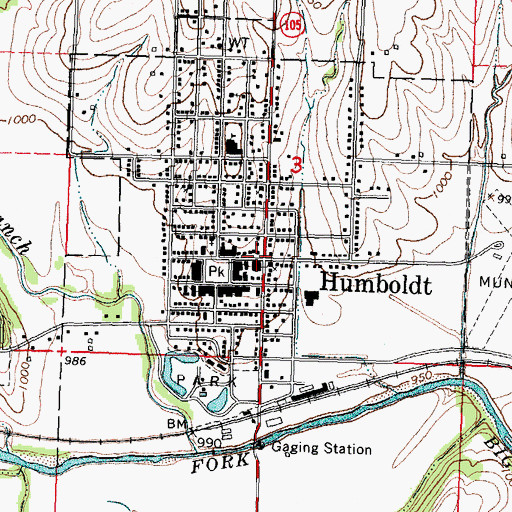 Topographic Map of Humboldt, NE
