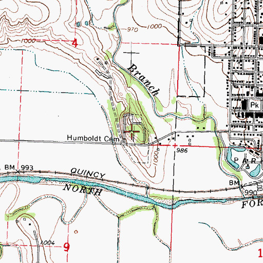 Topographic Map of Humboldt Cemetery, NE