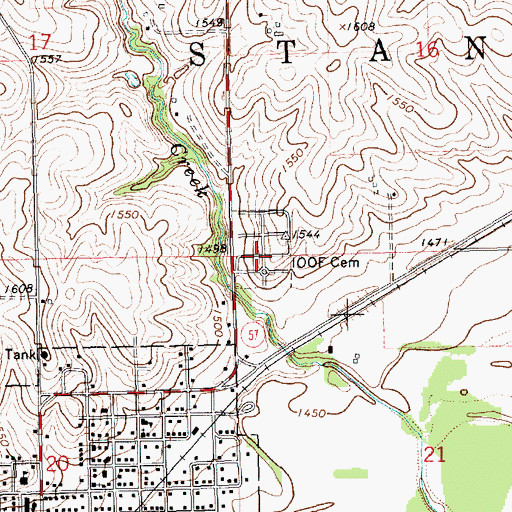 Topographic Map of Stanton Cemetery, NE