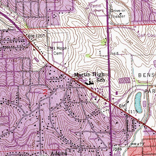 Topographic Map of Marian High School, NE