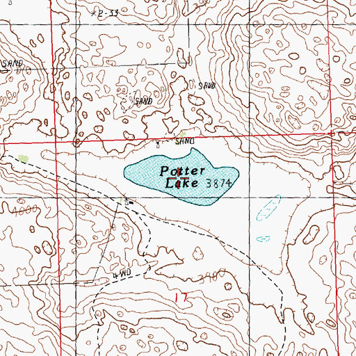 Topographic Map of Potter Lake, NE