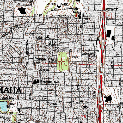 Topographic Map of Prospect Hill Cemetery, NE