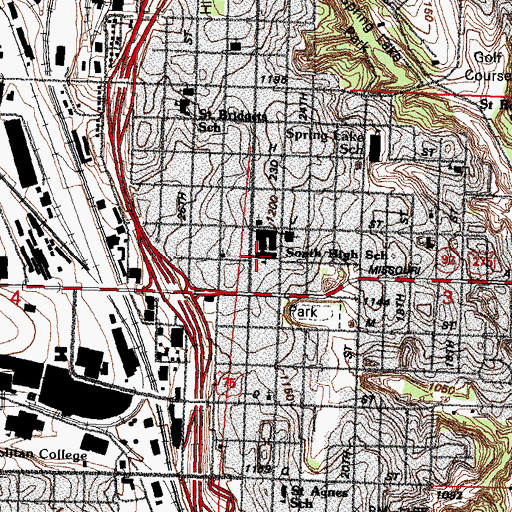 Topographic Map of South High School, NE