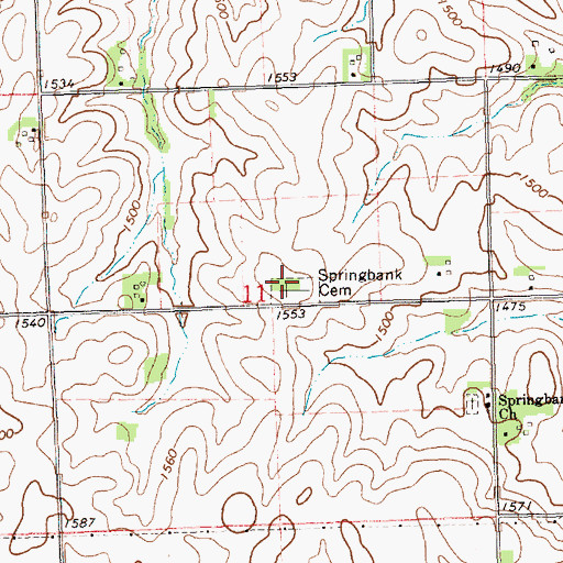 Topographic Map of Springbank Cemetery, NE