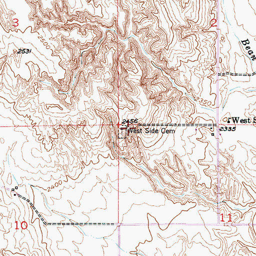 Topographic Map of West Side Cemetery, NE