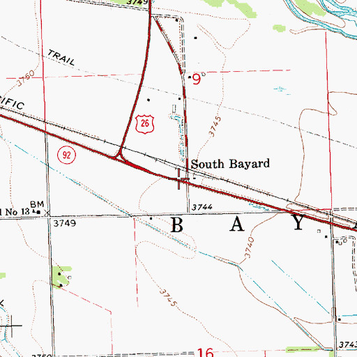 Topographic Map of South Bayard, NE