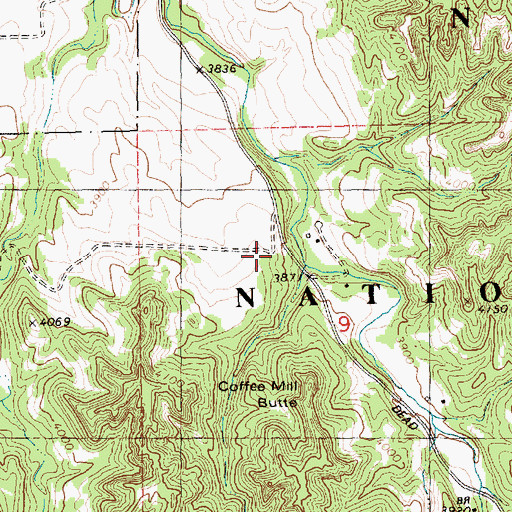 Topographic Map of Coffee Mill Trailhead, NE