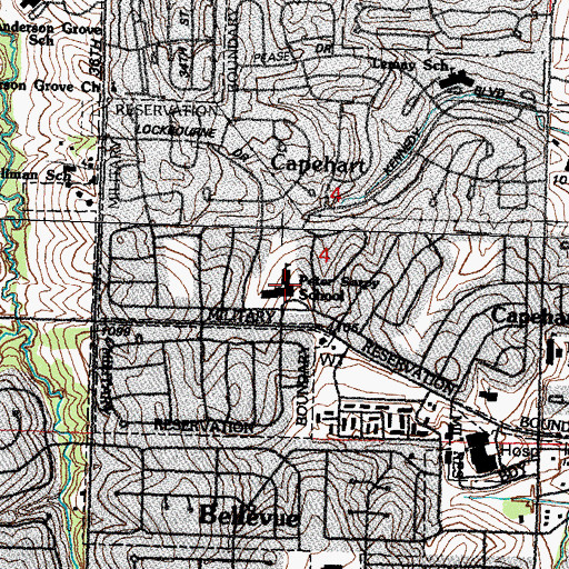 Topographic Map of Peter Sarpy Elementary School, NE