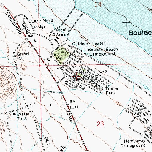 Topographic Map of Boulder Beach Campground, NV
