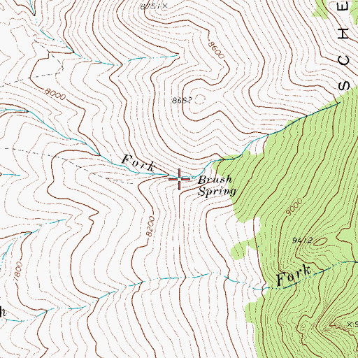Topographic Map of Brush Spring, NV