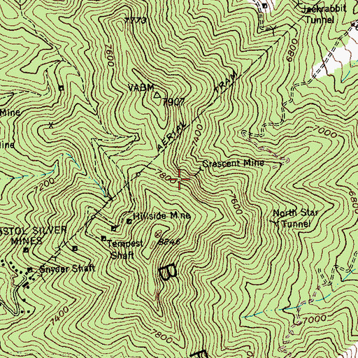 Topographic Map of Crescent Mine, NV