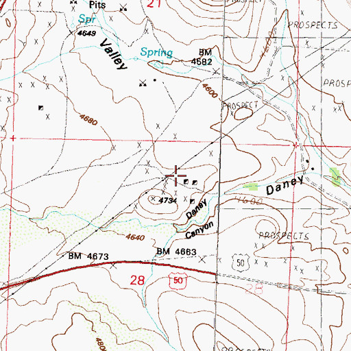 Topographic Map of Daney Mine, NV