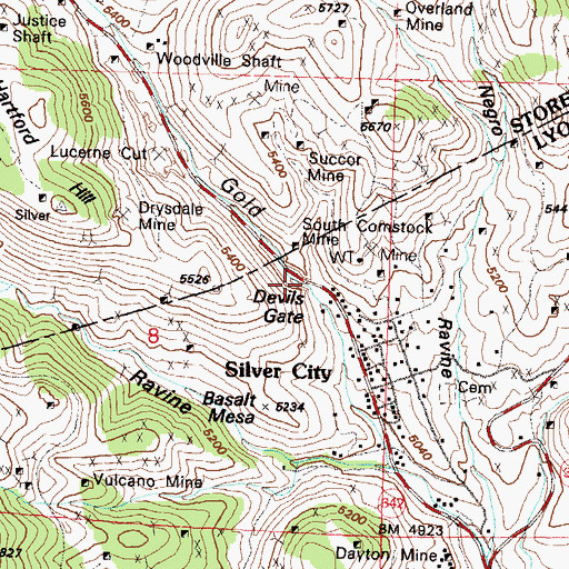 Topographic Map of Devils Gate, NV