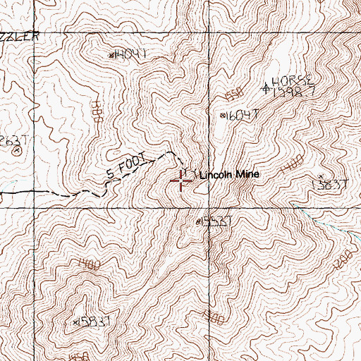 Topographic Map of Lincoln Mine, NV