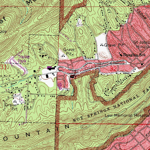 Topographic Map of Whittington Spring, AR