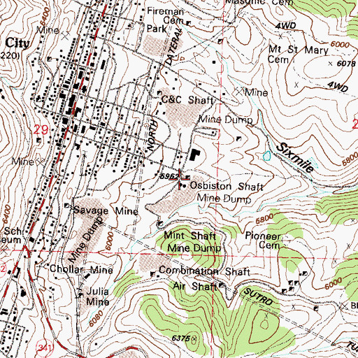 Topographic Map of Osbiston Shaft, NV