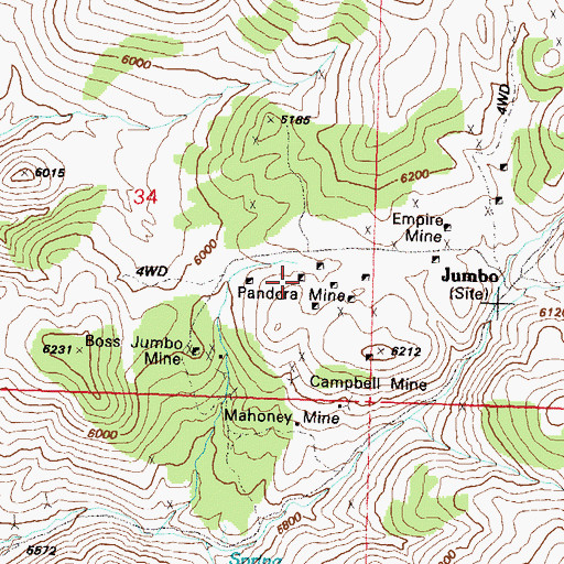 Topographic Map of Pandora Mine, NV