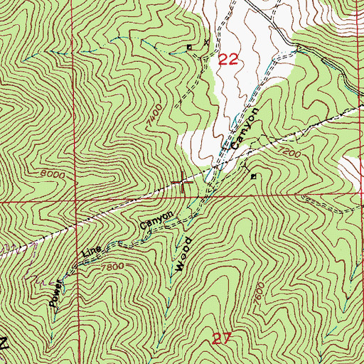 Topographic Map of Power Line Canyon, NV