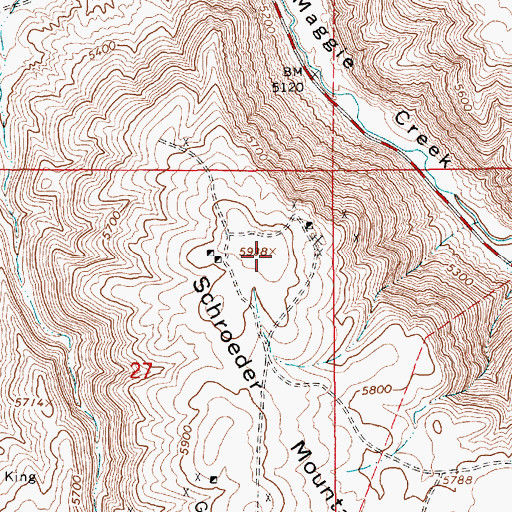 Topographic Map of Schroeder Mountain, NV