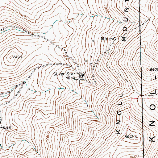 Topographic Map of Silver Star Mine, NV