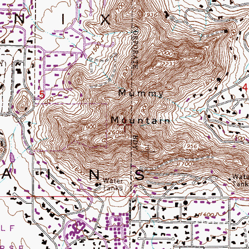 Topographic Map of Mummy Mountain, AZ