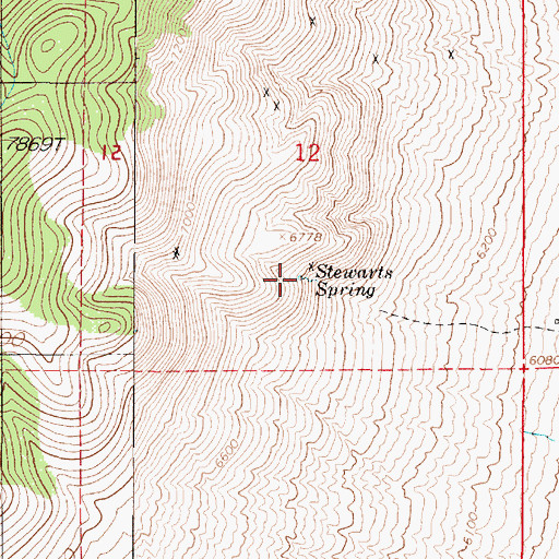 Topographic Map of Stewarts Spring, NV