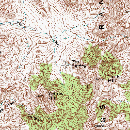 Topographic Map of Tex Spring, NV