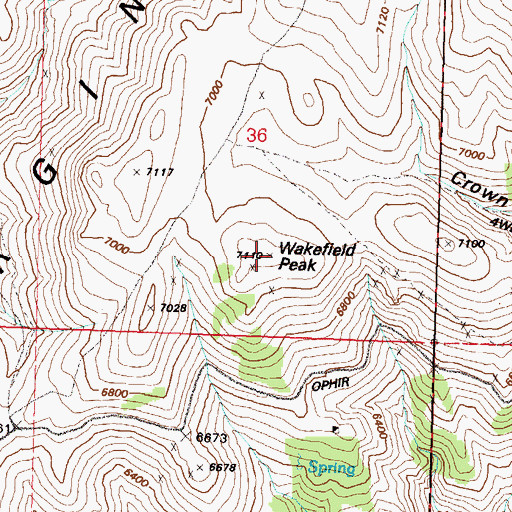 Topographic Map of Wakefield Peak, NV