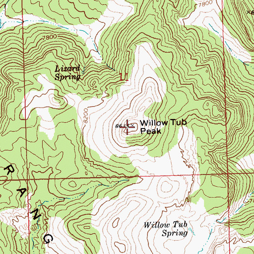 Topographic Map of Willow Tub Peak, NV