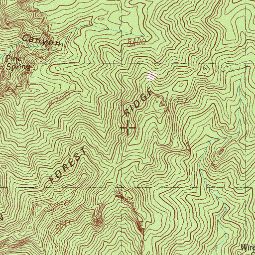 Topographic Map of Hidden Forest Ridge, NV
