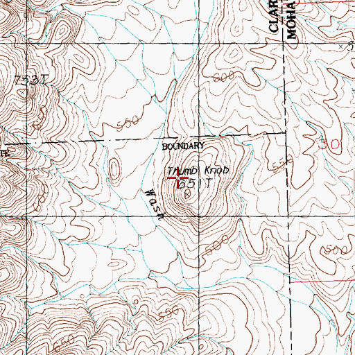 Topographic Map of Thumb Knob, NV