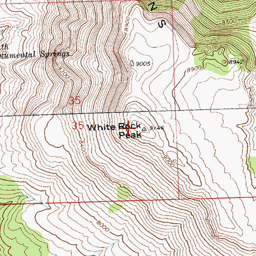 Topographic Map of White Rock Peak, NV