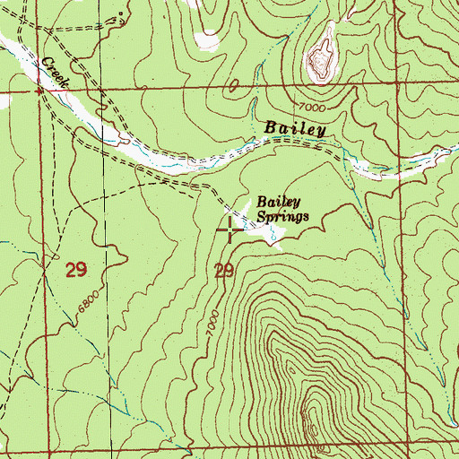 Topographic Map of Bailey Springs, NV