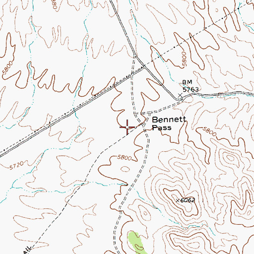 Topographic Map of Bennett Pass, NV