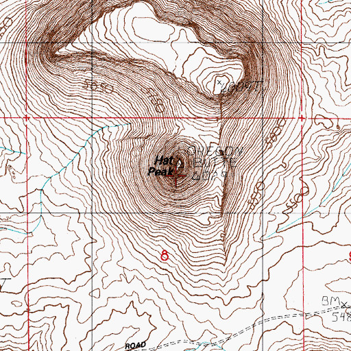 Topographic Map of Hat Peak, NV