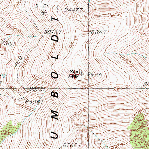Topographic Map of Star Peak, NV