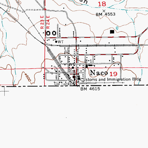 Topographic Map of Naco, AZ